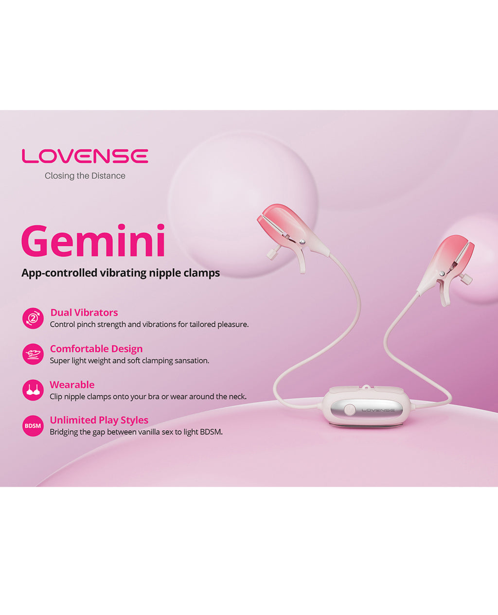 Lovense Gemini Vibrating Nipple Clamps W Dr. Tush post play Cream