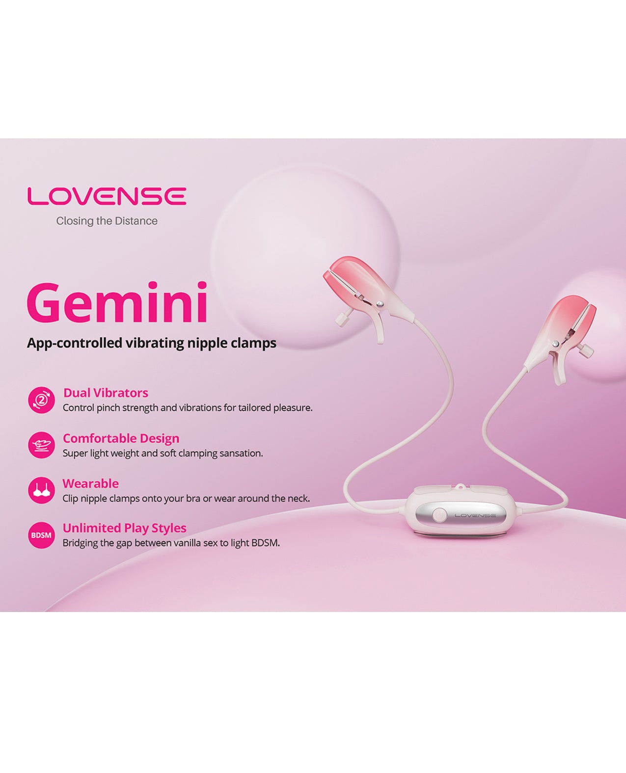 Lovense Gemini Vibrating Nipple Clamps W Dr. Tush post play Cream