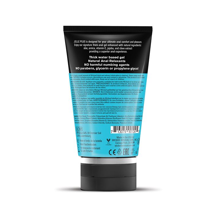 Wicked Sensual Care Jelle Plus Water Based Anal Lubricant with Relaxants - 4 oz